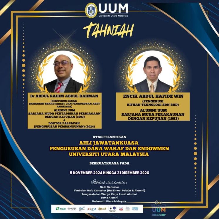 Tahniah Atas Perlantikan sebagai Ahli Jawatankuasa Pengurusan Dana Wakaf dan Endowmen Universiti Utara Malaysia