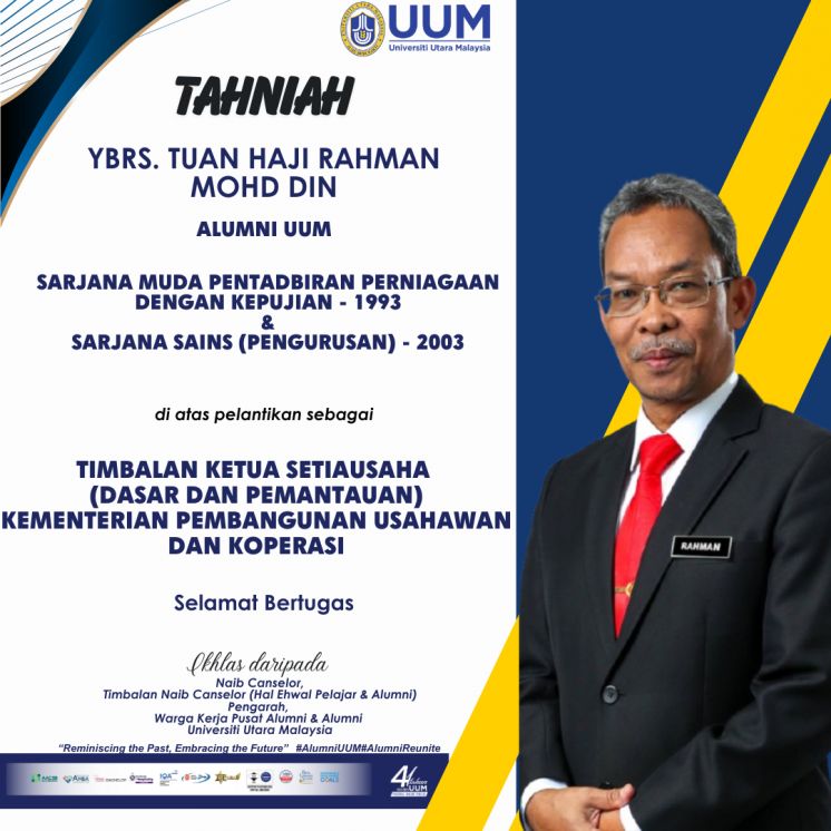 Tahniah Atas Perlantikan sebagai Timbalan Ketua Setiausaha (Dasar dan Pemantauan) Kementerian Pembangunan Usahawan dan Koperasi