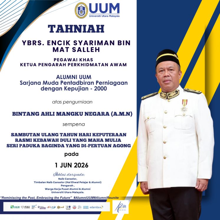 Tahniah atas pengurniaan BINTANG AHLI MANGKU NEGARA (A.M.N) sempena SAMBUTAN ULANG TAHUN HARI KEPUTERAAN RASMI KEBAWAH DULI YANG MAHA MULIA SERI PADUKA BAGINDA YANG DI-PERTUAN AGONG