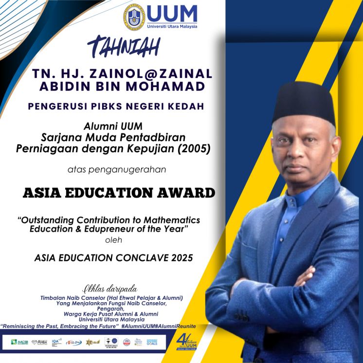 Tahniah Atas Penganugerahan ASIA EDUCATION AWARD &ldquo;Outstanding Contribution to Mathematics Education &amp; Edupreneur of the Year&rdquo; oleh ASIA EDUCATION CONCLAVE 2025
